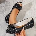 thumbnail image 6 of Gpaecead Women's Polka Dot Bow Flats Peep Toe Vintage Slip On Cushioned Insole Non Slip Shoes For Commute And Casual, A-Black, 6 of 8