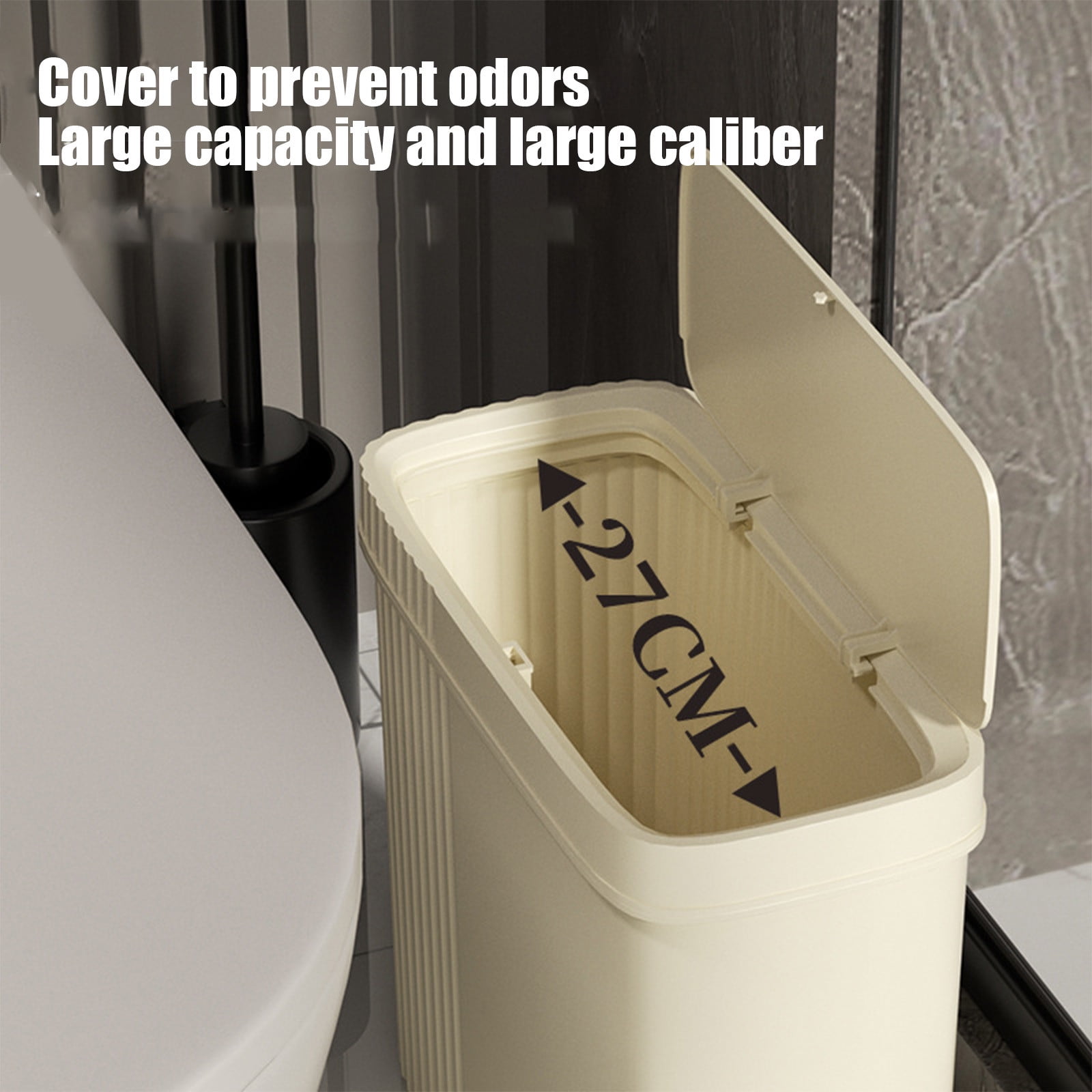 Bathroom Trash Can with Pop-Up Lid, Odor-Locking Garbage Bin – Press Button Open, Leak-Proof, Compact for Toilet Office Bedroom Living Room Small Spaces
