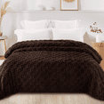 thumbnail image 6 of Exclusivo Mezcla King Size Flannel Fleece Blanket, Super Soft Warm Lightweight Checkered Pattern Blanket for All Seasons, Coffee, 90"x104", 6 of 8