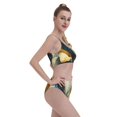 thumbnail image 2 of Kdxio Golden Blue Leaf Design for Womens High Waisted Bikini Top Sports Style Two Piece Bathing Suits, 2 of 5
