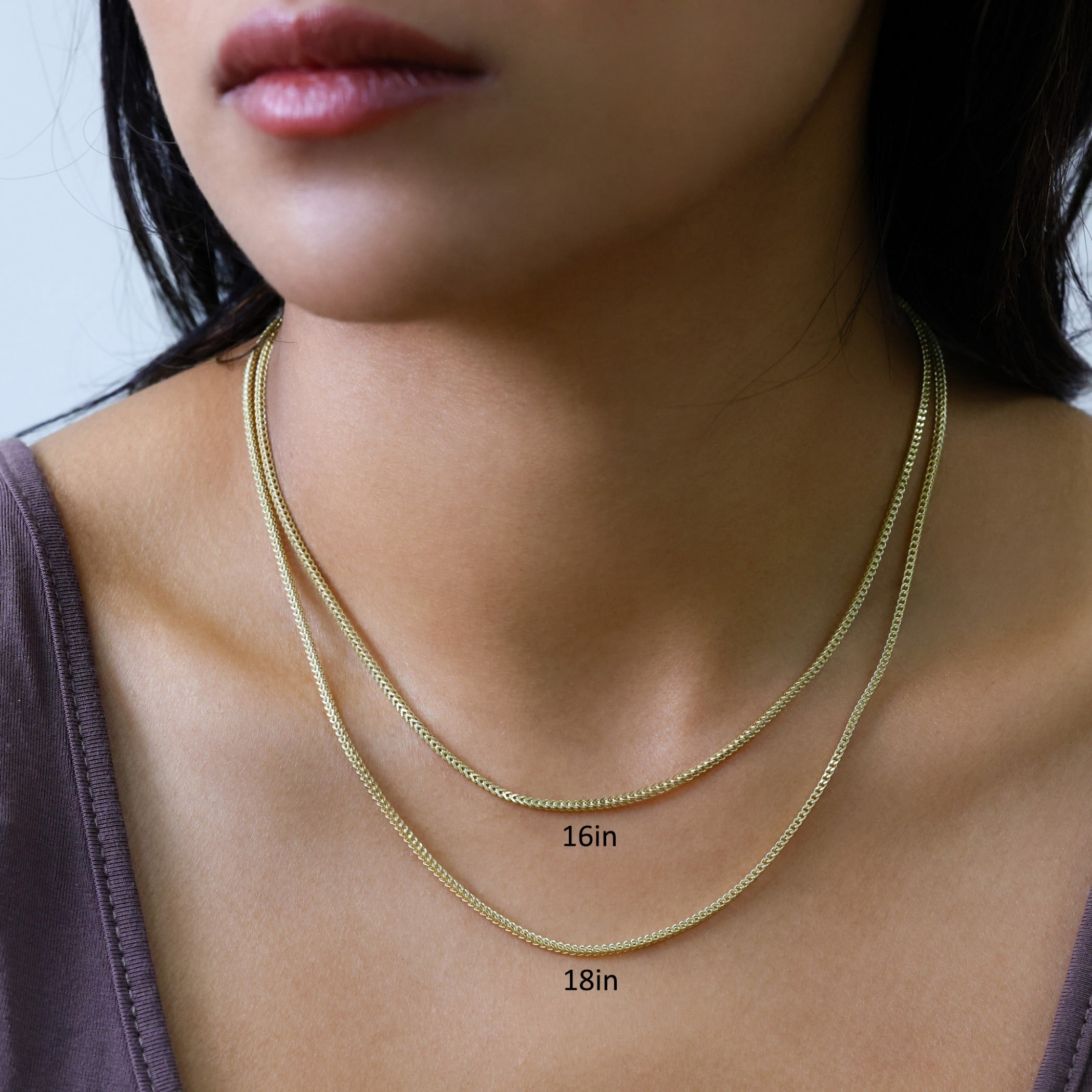 Nuragold 14k Real Yellow Gold Franco Square 2mm Box Chain Wheat Chain Necklace (16"-24") Italian Jewelry for Men & Women