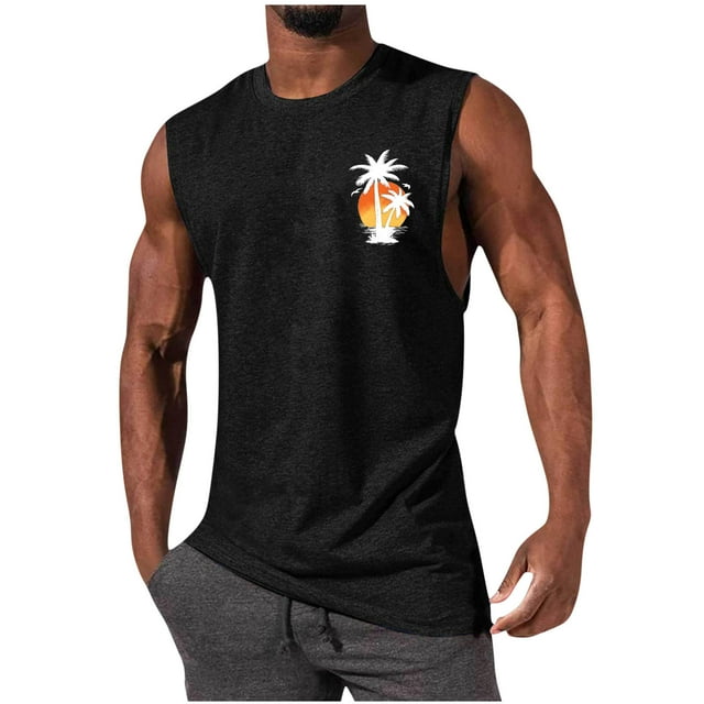 KIHOUT Nouveautés Débardeurs d'Été pour Hommes à Imprimé Graphique, Coupe Ample, Col Rond, Sans Manches, T-Shirts de Sport Décontractés, Camisole