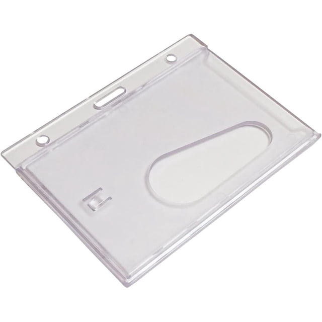 Clip de insignia de plástico duro, ranura para el pulgar, soporte para tarjetas transparente, Clip de insignia Horizontal, Protector de insignia, insignia de empresa, insignia de servicio