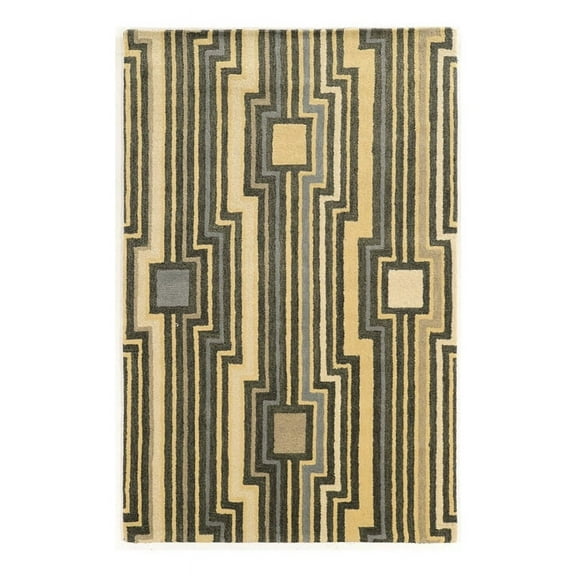 Bowery Hill 96'' x 132'' Transitional Wool Hand Tufted Rug in Gray/Blue