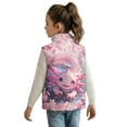 thumbnail image 2 of Uorisanigo Fleece Jacket Vest for Girl & Boys Lightweight Sleeveless Full Zip Warm Outwear Fashion Fall Winter Clothes Cozy Pink Axolotl Cherry Blossom Waistcoat for Toddler & Kids, 2 of 7