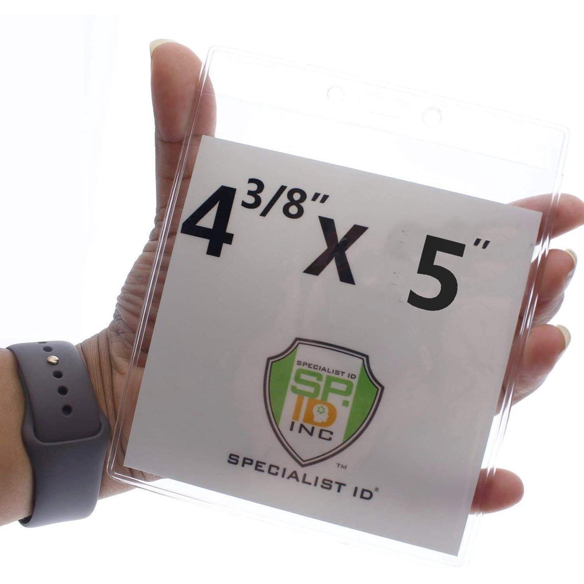 100 Pack - 4X5 Inch Clear Large Badge Holder for Special Events (Max Insert 4 3/8" X 5") - Durable Vinyl Top Load Protector Sleeve for Oversized Badges by Specialist ID