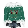 thumbnail image 3 of Feancey Women's Christmas Graphic Sweatshirt Novelty Snowflake Print Crewneck Pullover Tops Lightweight Long Sleeve Xmas Sweatshirts Army Green L, 3 of 6