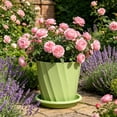 thumbnail image 4 of Upgraded Green Round Twill Plastic Planter, Breathable Root Control Flower Pot, Minimalist Container for Indoor Outdoor Green Plant Home Decoration, 4 of 7