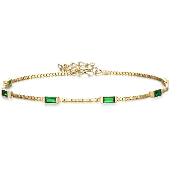 Bracelets for Women, 925 Sterling Silver Gemstone Dainty Women Gold Charm Link Bracelet, Anniversary Jewelry Gifts for Women Wife Mom Her