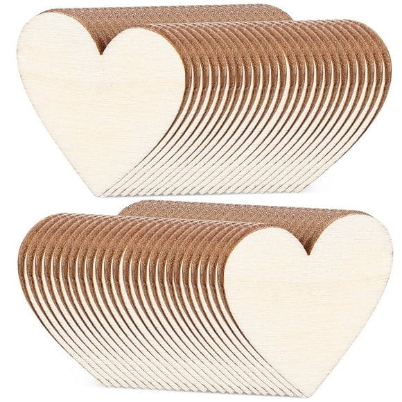 KAKOWELY 50 Pcs Wooden Hearts Wooden Craft Hearts Small Wood Slices Diy Wooden Hearts Decorations,1.97"X1.97"X0.08"