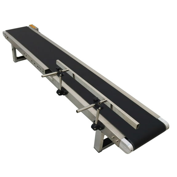 INTSUPERMAI 59"*7.8" PVC Flat Belt Conveyor Stainless Steel for Industrial Transport with Double Guardrail Black Desktop