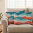 thumbnail image 3 of Outdoor Waterproof Pillow Covers Green and Pink Gradient Wave Stripe Decorative Throw Pillow Protectors,Pillowcase Cushion Cases for Patio Sofa Garden Couch,20x12in,Pack of 2, 3 of 14