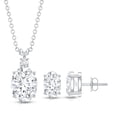 thumbnail image 4 of Rosec Jewels Certified Moissanite Pendant and Earrings Set - D-VS1 Grade - Oval Moissanite Jewelry Set for Women - with Jewelry Box, 18K White Gold, 4 of 7