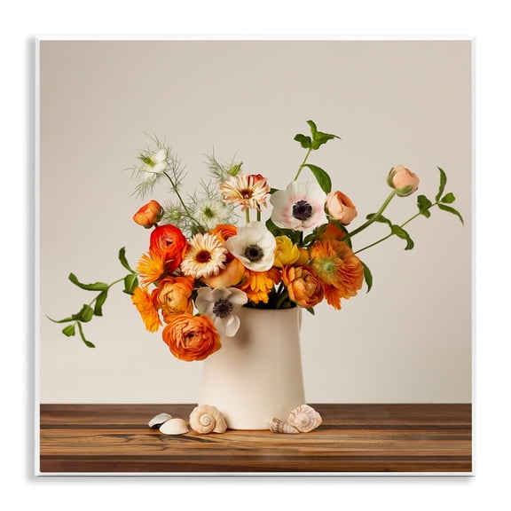 Stupell Industries Orange & White Still Life Plants & Flowers Painting Unframed Art Print Wall Art, 12 x 12