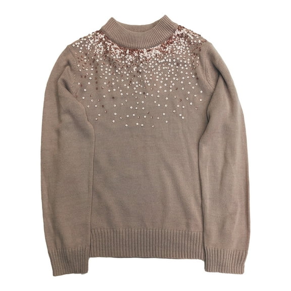 Juicy Couture Womens Dusty Rose Pink Sequin Pull-Over Sweater X-Large