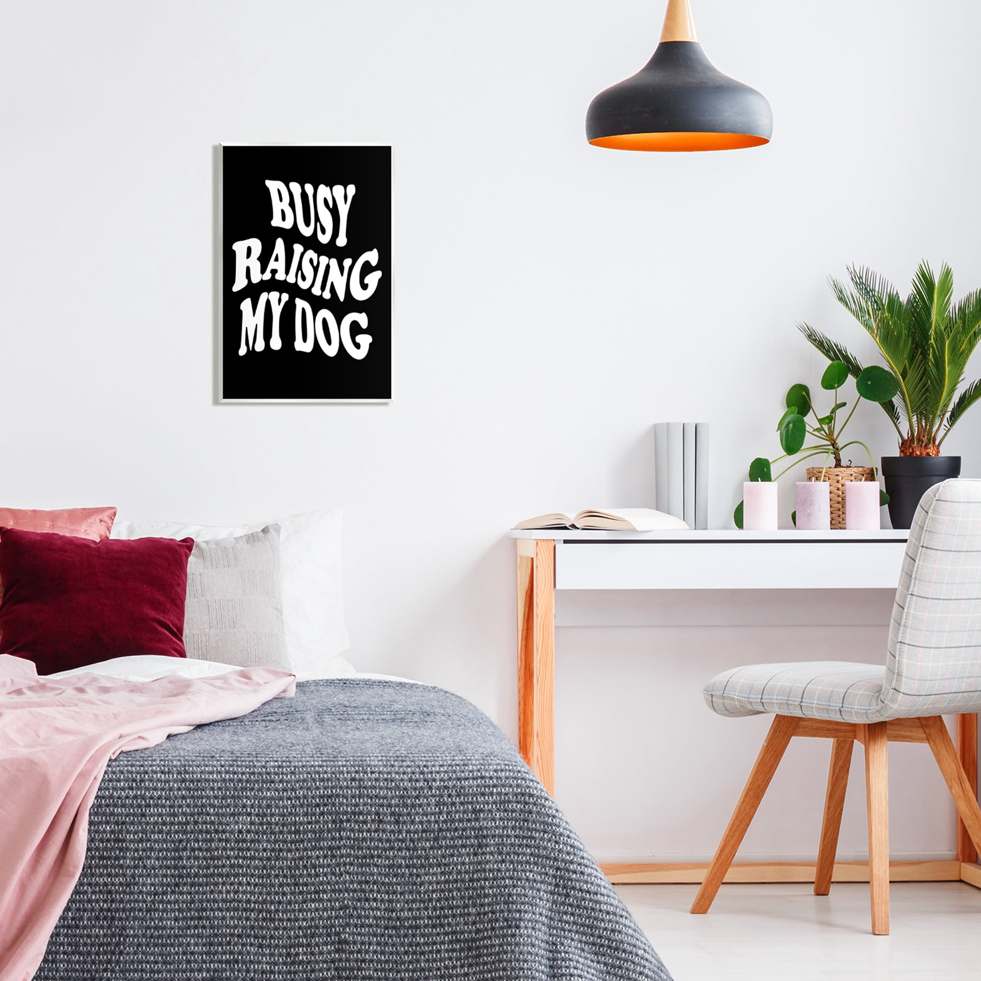 Stupell Industries Black & White Dog Phrase Inspirational Painting Unframed Art Print Wall Art, 13 x 19