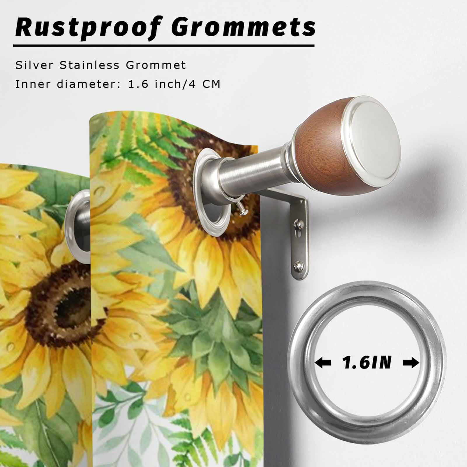 Summer Sunflower Outdoor Curtains 1 Panel Country Vintage Farm Yellow Flower Green Leaf Waterproof Weatherproof Privacy Curtain Thermal Outside Drape for Porch Pergola Patio 54 x 108 Inch