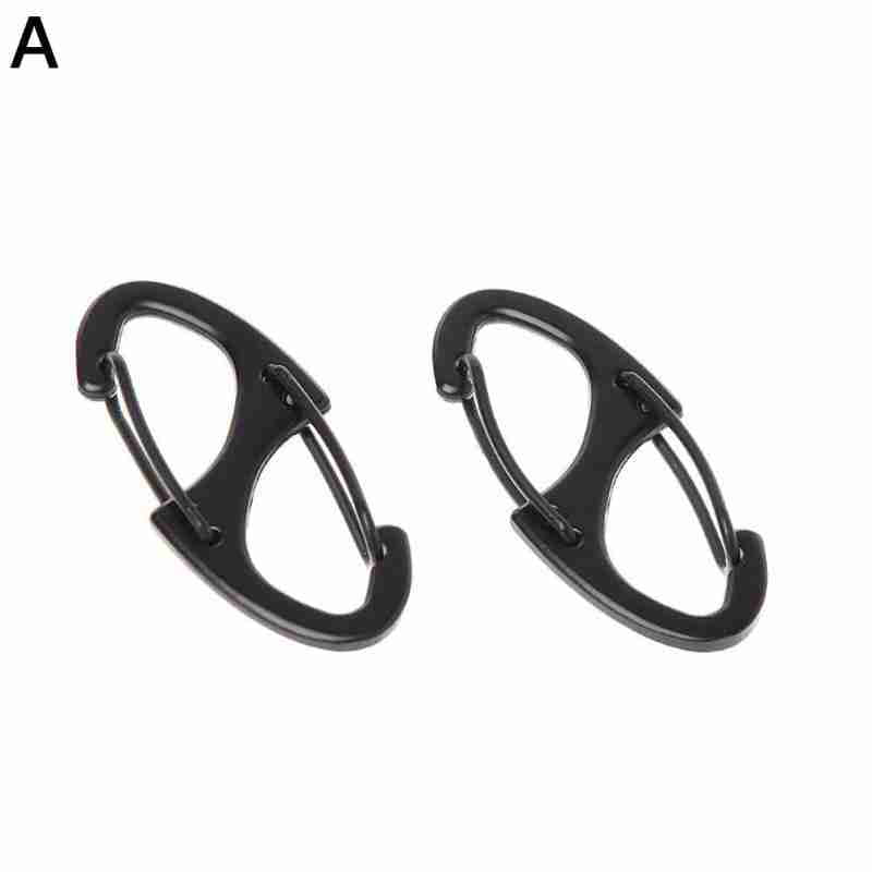 2 x BLACK S-Shaped Binders Small CARABINER CLIP Key Ring 41mm Long Load 15kg Hot 