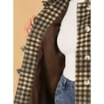 thumbnail image 6 of INSPIRE CHIC Women's Casual Plaid Turn Down Collar Mid Length Woolen Overcoat Coffee XS, 6 of 7
