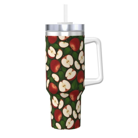 

Salouo Red Fruit for 40oz Water Bottle with Handle & Flip Straw - Stainless Steel Vacuum Insulated Tumbler-Reusable Travel Coffee Mug- Gifts for Women & Men