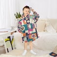 thumbnail image 6 of FORMRS Wearable Blanket Hoodie with Sleeves for Kids Cozy Flannel Sweatshirt, Orange Geometric, 6 of 7
