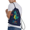 thumbnail image 3 of Drawstring Backpack - Dinosau Space Explorer Splash Proof Small Drawstring Gym Bag for Women Men, Cinch Sports String Bag Backpack for Travel Swimming Beach, 3 of 8