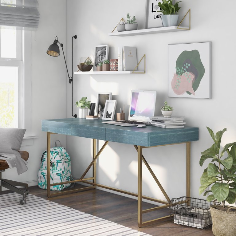 Modern Computer Desk with Storage in Walnut – Wehomz