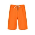 thumbnail image 3 of Bcfgryg Men Summer Casual Athletic Beach Shorts Solid Drawstring Sports Workout Shorts With Pockets Men's Linen Shorts For Summer Travel Orange L, 3 of 5