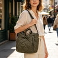 thumbnail image 6 of Mother's Day Women's Lattice Padded Puffer Tote Bag, Soft Quilted Crossbody Handbag, Lightweight Puffy Casual Satchel Purse for Daily Outings D, 6 of 6