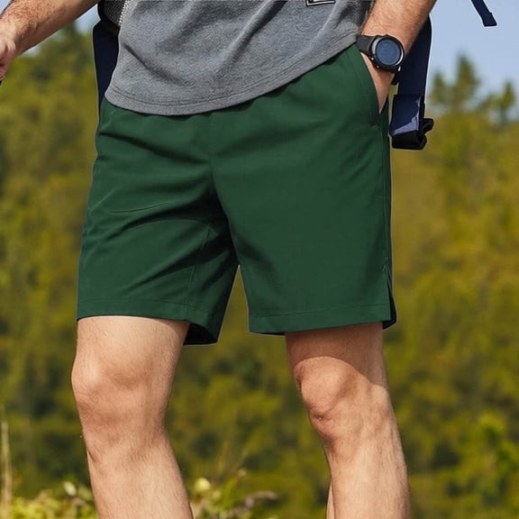 Athletic Shorts for Men Relaxed Fit Elastic Waist Gym Shorts Lightweight Quick-Dry Training Bottoms Side Slit Performance Sportswear