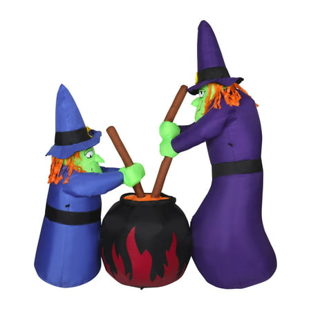 Kinbor 6ft Halloween Inflatables Blow Up Funny Witches Brewing Cauldron