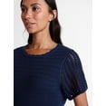 thumbnail image 5 of Time and Tru Women's Textured Crewneck Sweater with Short Sleeves, Lightweight, Sizes XS-XXXL, 5 of 6