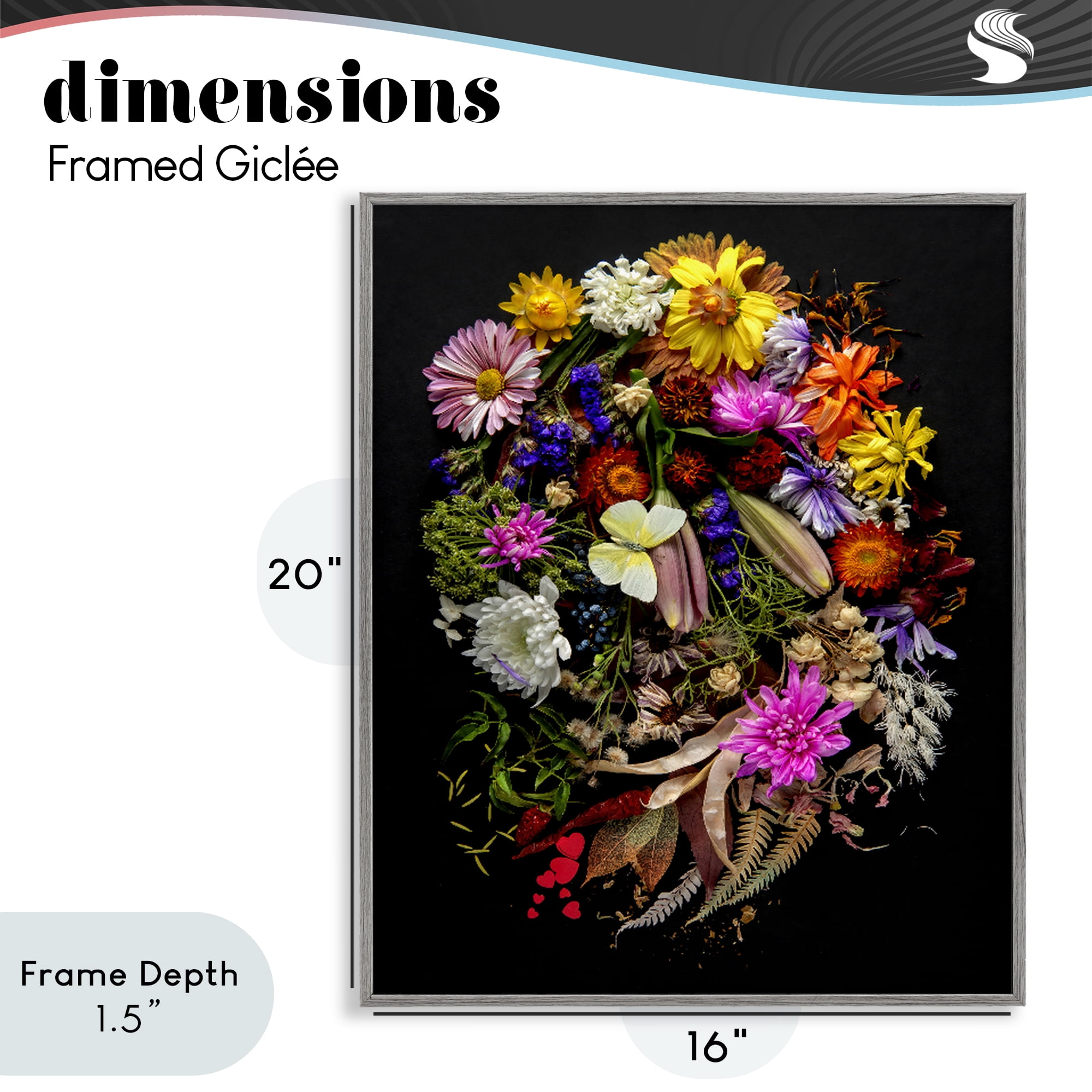 Stupell Industries November Flower Arrangement Gray Framed Giclee Art, design by Carl Kravats