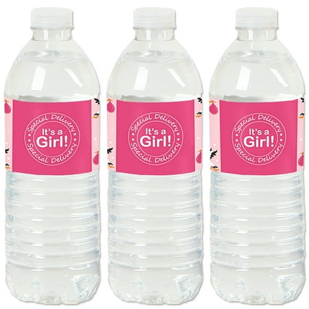 Girl Special Delivery - It's A Girl Stork Baby Shower Water Bottle Sticker Labels - Set of (Best Water Bottle Stickers)