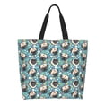 thumbnail image 1 of Fotbe PUG HEAD And Flower Bolsa Tote Estética de Lona con Estampado para Mujer - Bolsa Reutilizable de Hombro Casual para Vacaciones, Compras, Trabajo y Gimnasio, 1 of 8