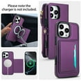 thumbnail image 2 of For iPhone 16 Pro Crossbody Wallet Phone Case,Magnetic Detachable Flip,With Wrist Strap&Shoulder Strap,Zipper Pocket,Card Holder,Compatible with Mag-Safe,PU Leather Shockproof Case,Purple, 2 of 8