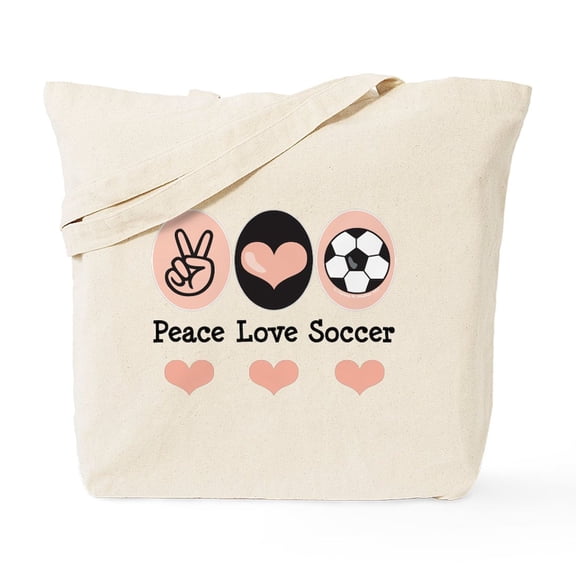 CafePress - Peace Love Soccer Tote Bag - Unisex Canvas Tote Bag, Beige, 1-Piece