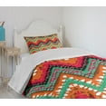 thumbnail image 4 of Ambesonne Tribal Quilted Bedspread Set 2 Pcs, Zigzag, Twin Size, Sea Green Marigold, 4 of 6