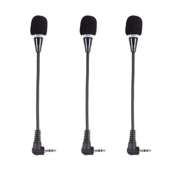 3X Flexible 3.5mm Jack Mini Microphone Mic for PC Laptop Desktop Skype Black