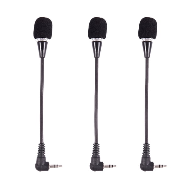 3X Flexible Mini MicrÓFono de 3.5mm Jack MicrÓFono para PC Computadora PortÁTil Computadora de Escritorio Skype Negro