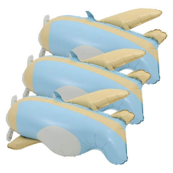 Toyvian 3pcs Inflatable Airplane Balloon Decoration Aluminum Foil for Birthday Parties