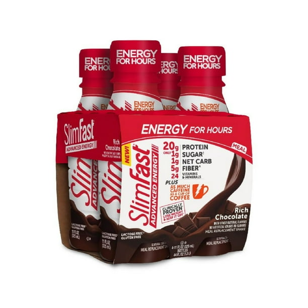 Slimfast Advanced Energy High Protein Ready To Drink Meal Replacement Shakes Rich Chocolate 11 Fl Oz Pack Of 4 Walmart Com Walmart Com