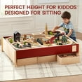 thumbnail image 3 of Tiny Land Wooden Train Set Table, Interactive Railway Playset with Sound Effects & Storage Bins, Large Activity Table for Pretend Play, 3 of 12
