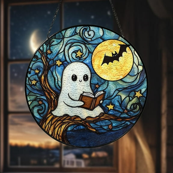 Moon and Star Stained Glass Suncatcher, Celestial Night Sky Suncatcher, Handmade Unique Christmas Gift, Spiritual Home Decor for Windows
