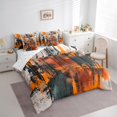 thumbnail image 3 of Manfei Modern Abstract Art Bedding Comforter Set 7pcs, Dark Orange Stripes Geometric Queen Bedding Sets, Oil Printing Reversible Queen Sheet Sets, Lightweight Room Decor, 3 of 7