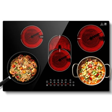 Sunmaki 30 Inch Electric Stove Cooktop 8500W Built-in Electric Stove Cooktop with 5 Burners, Sensor Touch Control Safety Lock,220-240v, Hard Wire, No Plug