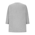 thumbnail image 6 of BiZtdJrK 3/4 Sleeve Tops for Women Ribbed Knit Fall Sweaters Dressy Crossover V Neck Pullover Blouse Going Out Tunic, Gray, L, 6 of 8