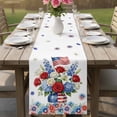 thumbnail image 4 of Independence Day Floral Table Runner 72 Inches, Red Blue Roses Patriotic Bed Runner Dresser Scarves Tabletop for Indoor Outdoor Parties/Ceremony/Banquet, 14" x 72", 4 of 9