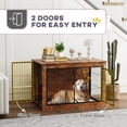 thumbnail image 6 of PawHut Dog Crate Furniture, 39" Dog Kennel Furniture with Flip-up Top Opening, 2 Doors, Dog Cage Side End Table for Large Dogs, Rustic Brown, 6 of 10