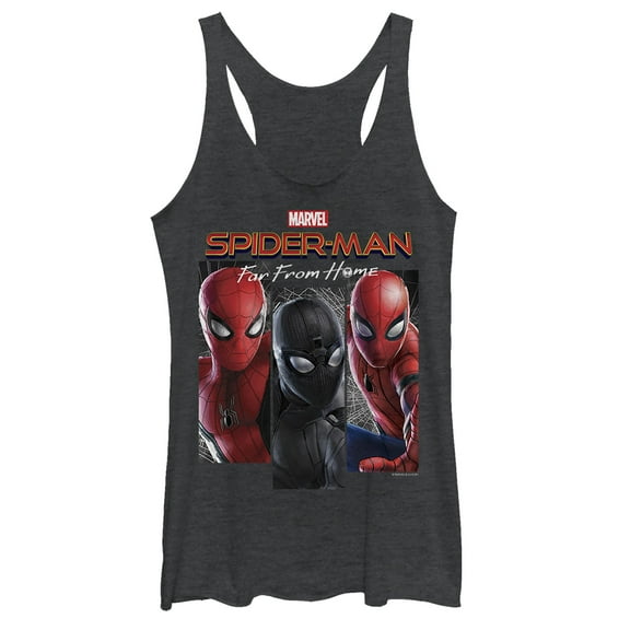 Women's Marvel Spider-Man: Far From Home Every Suit  Racerback Tank Top Black Heather X Large